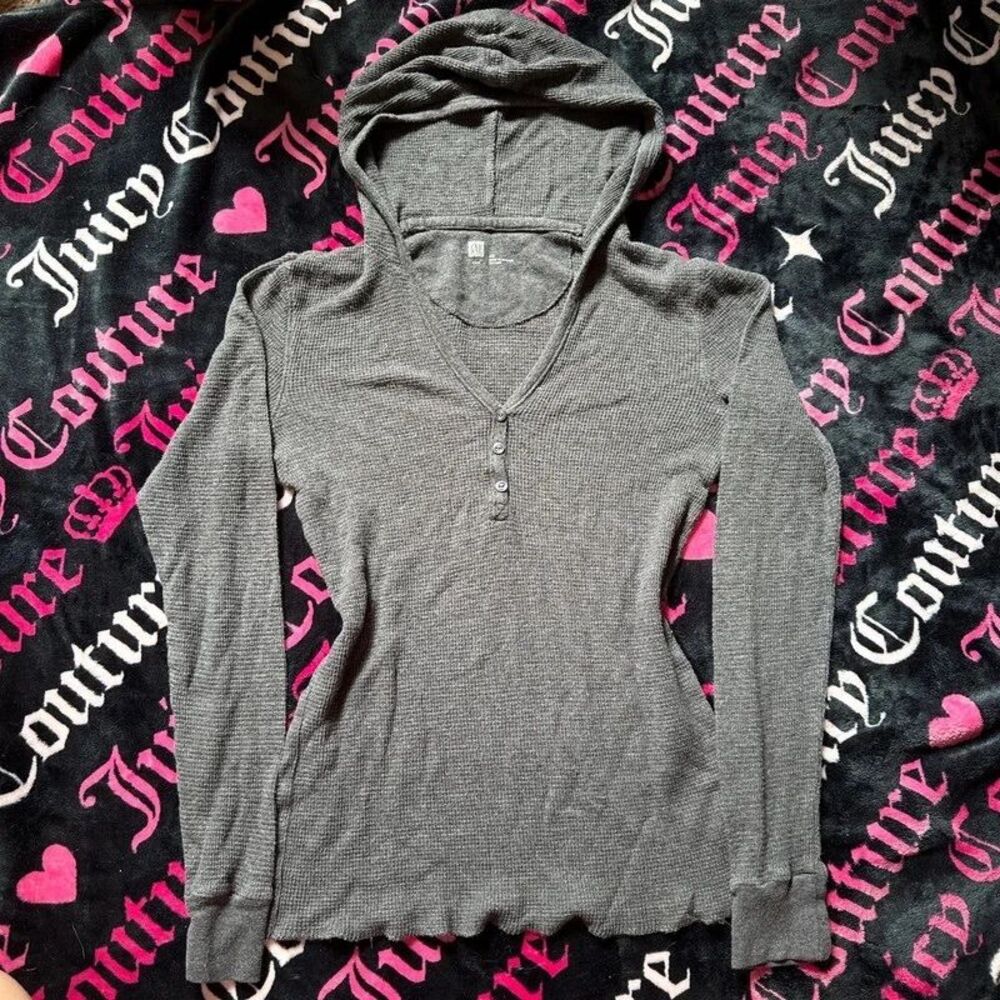 Y2k Vintage Hooded long sleeve henley GAP size XS